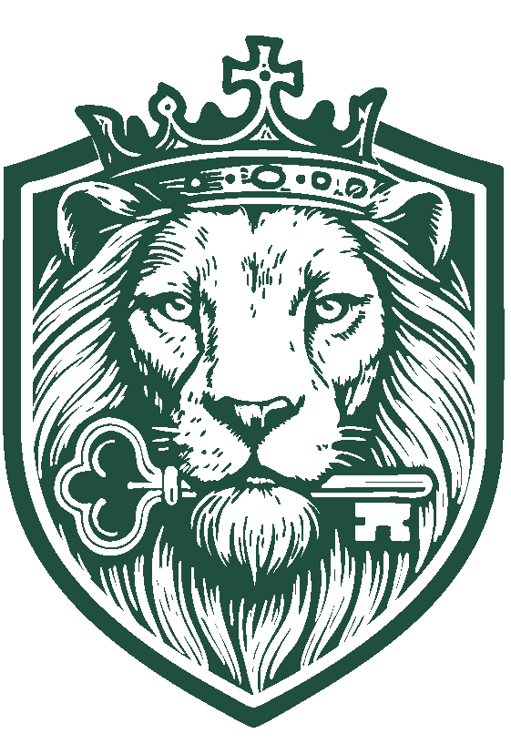 Emblem of the House of Judah featuring a lion's face and crown.